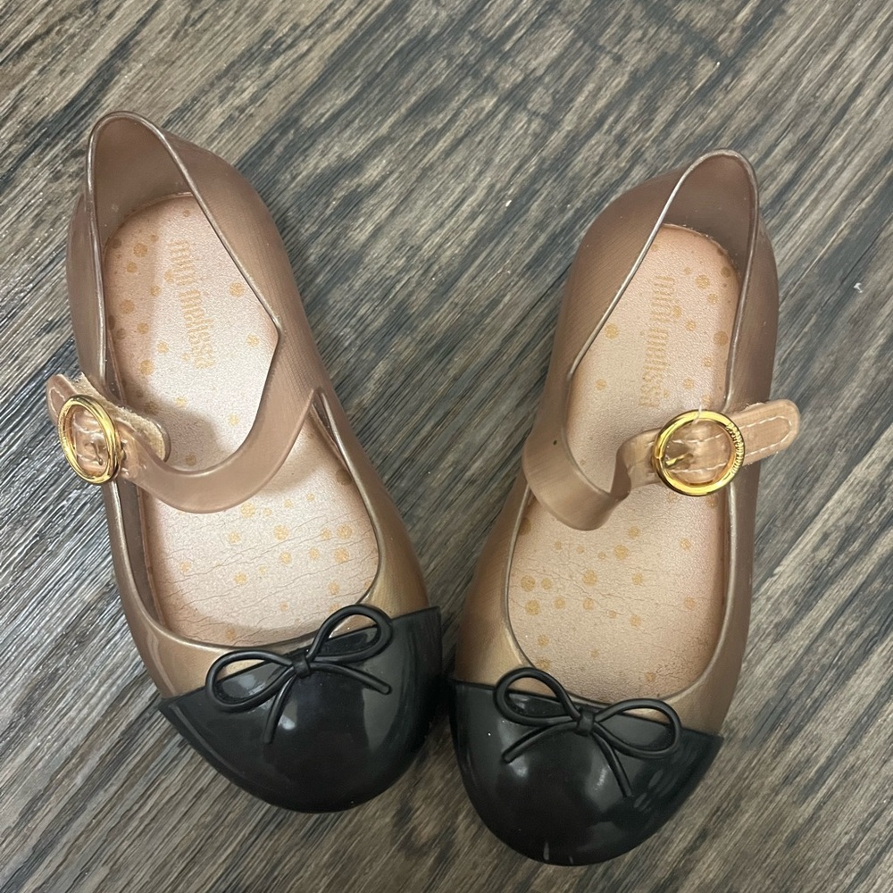 Mini Melissa Black and Brown Kids Dress Shoes